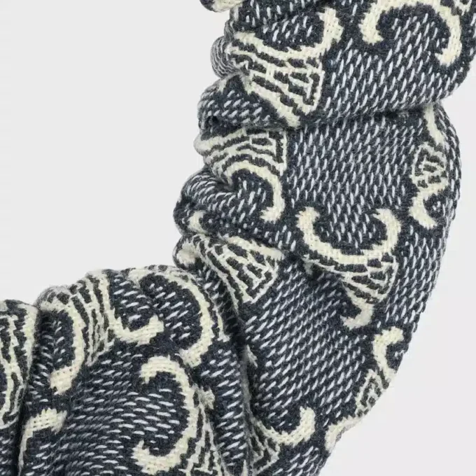 CELINE Jacquard Triomphe scrunchy van katoen, polyester, polyamide en messing met gouden afwerking