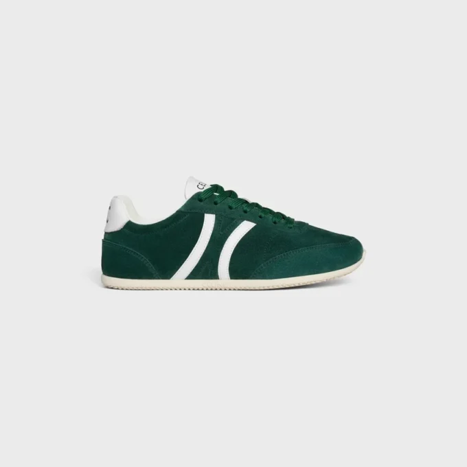 CELINE Jogger lage vetersneaker met Triomphe-logo van suède kalfsleer en kalfsleer