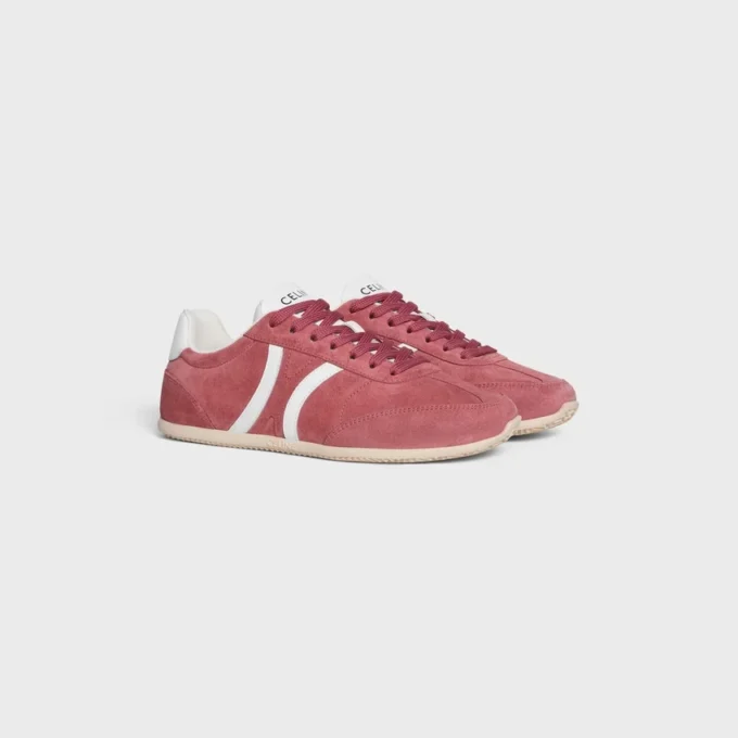 CELINE Jogger lage vetersneaker met Triomphe-logo van suède kalfsleer en kalfsleer