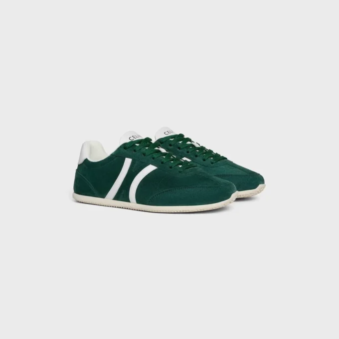CELINE Jogger lage vetersneaker met Triomphe-logo van suède kalfsleer en kalfsleer