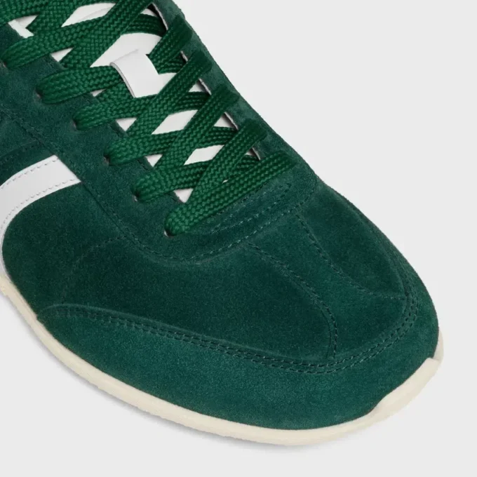 CELINE Jogger lage vetersneaker met Triomphe-logo van suède kalfsleer en kalfsleer