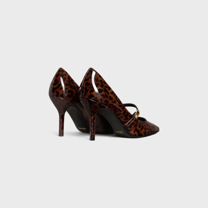 CELINE Judy strappy pump van bedrukt luipaardprint kalfsleer