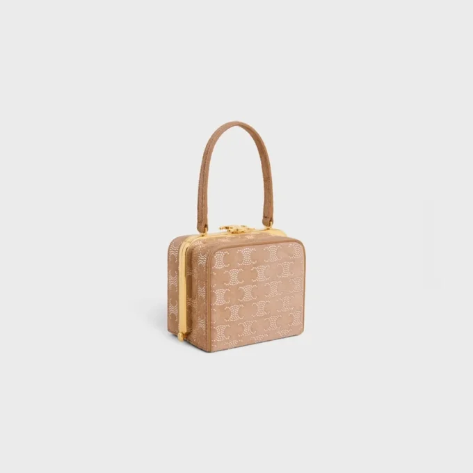 CELINE Lana Minaudière van suède kalfsleer met Triomphe-strass
