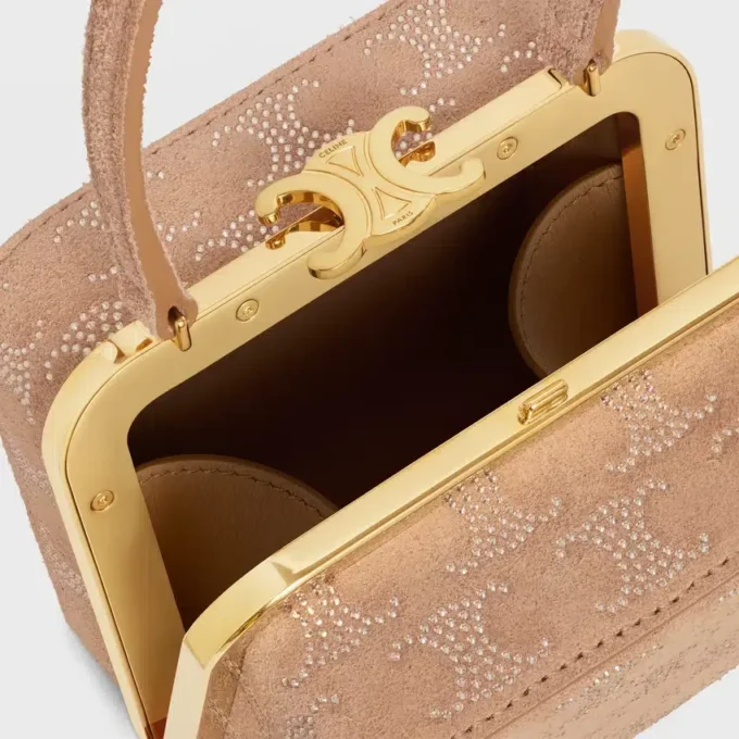 CELINE Lana Minaudière van suède kalfsleer met Triomphe-strass