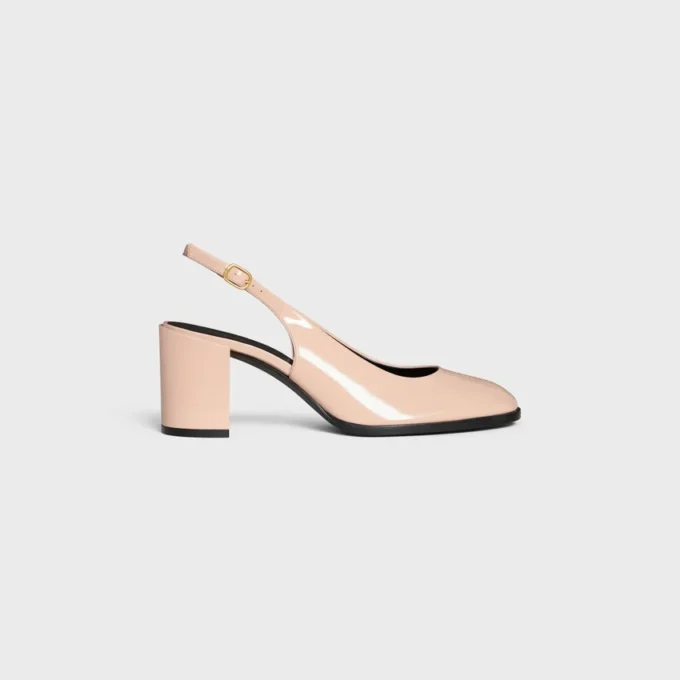 CELINE Lily geperforeerde Triomphe slingback van gelakt kalfsleer