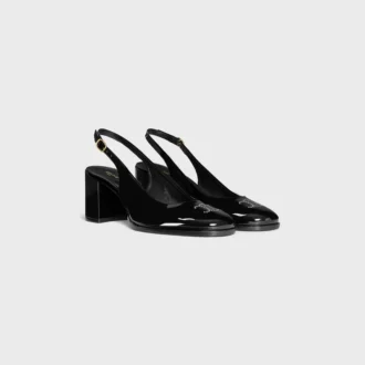 CELINE Lily geperforeerde Triomphe slingback van gelakt kalfsleer