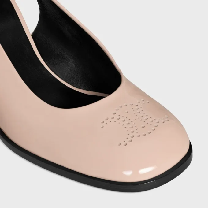CELINE Lily geperforeerde Triomphe slingback van gelakt kalfsleer