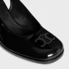 CELINE Lily geperforeerde Triomphe slingback van gelakt kalfsleer