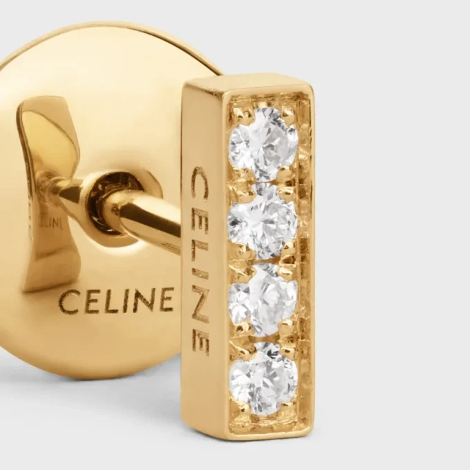 CELINE Line oorknopjes in geelgoud en diamanten