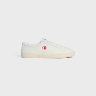 CELINE Lou lage vetersneaker met Triomphe-logo in canvas en kalfsleer