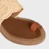 CELINE Lympia-sandaal van raffia en kalfsleer