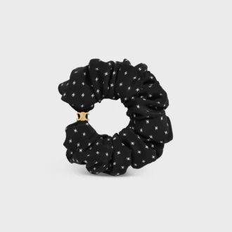 CELINE Micro Triomphe scrunchy van zijde en messing met gouden afwerking