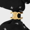 CELINE Micro Triomphe scrunchy van zijde en messing met gouden afwerking