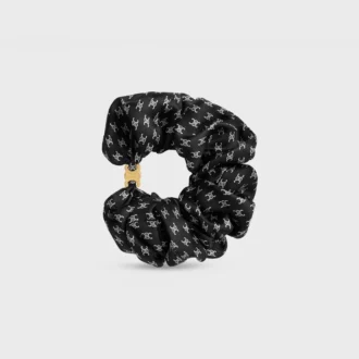 CELINE Mini Triomphe Scrunchy van zijde en messing met gouden afwerking