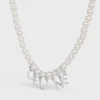 CELINE Monochroms ketting van glazen parels en messing met rhodiumafwerking