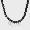 CELINE Monochroms kralenketting in onyx en messing met rhodiumafwerking