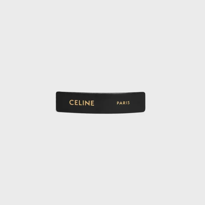 CELINE Paris haarclip van lamsleer, messing met gouden afwerking en staal