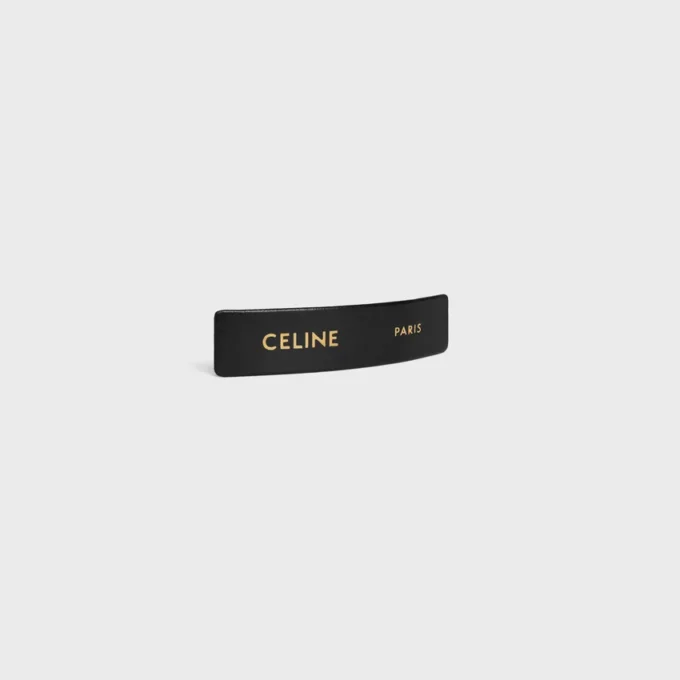 CELINE Paris haarclip van lamsleer, messing met gouden afwerking en staal