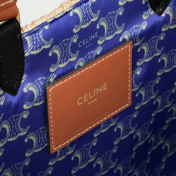 CELINE Paris Panier  in raffia en kalfsleer