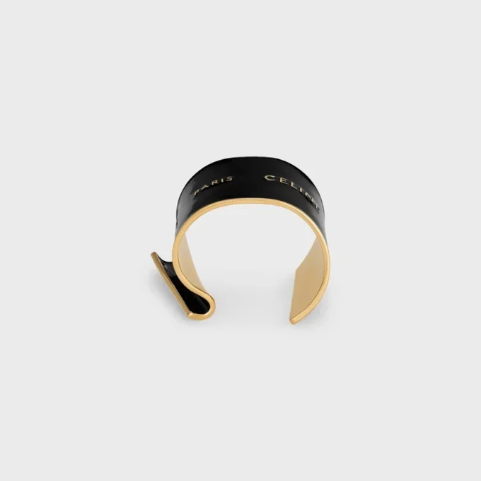 CELINE Ribbon grote manchet in email en messing met gouden afwerking
