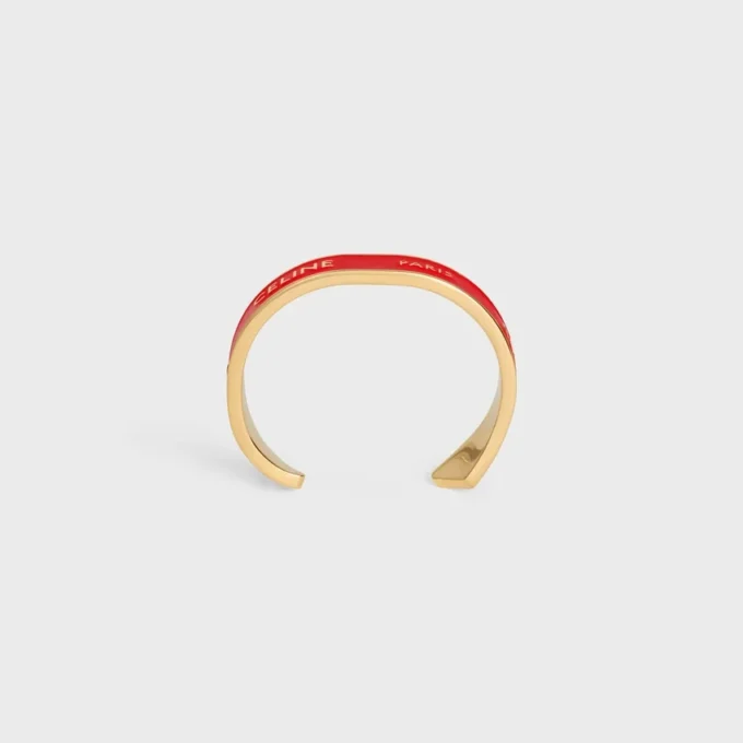 CELINE Ribbon Small Cuff in email en messing met gouden afwerking