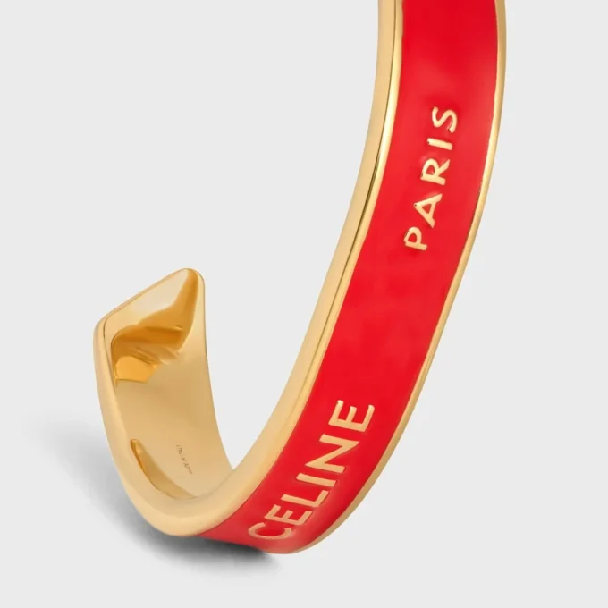 CELINE Ribbon Small Cuff in email en messing met gouden afwerking
