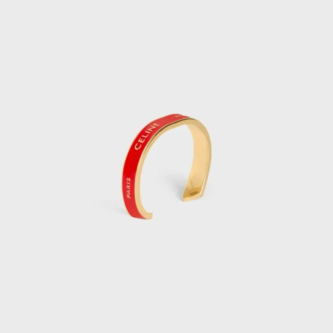 CELINE Ribbon Small Cuff in email en messing met gouden afwerking