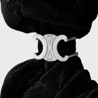 CELINE-scrunchy met stempel in polyester en messing met rhodiumafwerking