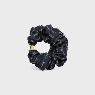 CELINE Scrunchy Rayure van zijde en messing met gouden afwerking