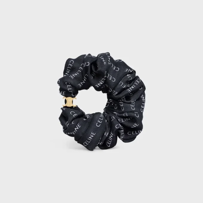 CELINE Scrunchy Rayure van zijde en messing met gouden afwerking