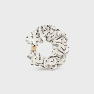CELINE Scrunchy Rayure van zijde en messing met gouden afwerking