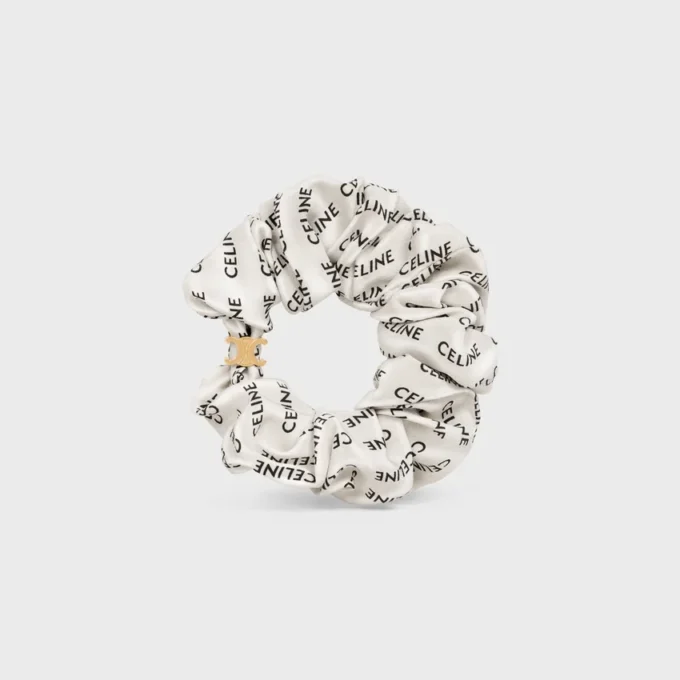 CELINE Scrunchy Rayure van zijde en messing met gouden afwerking