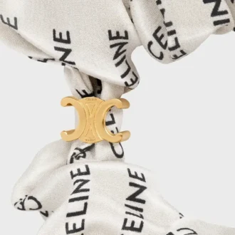 CELINE Scrunchy Rayure van zijde en messing met gouden afwerking