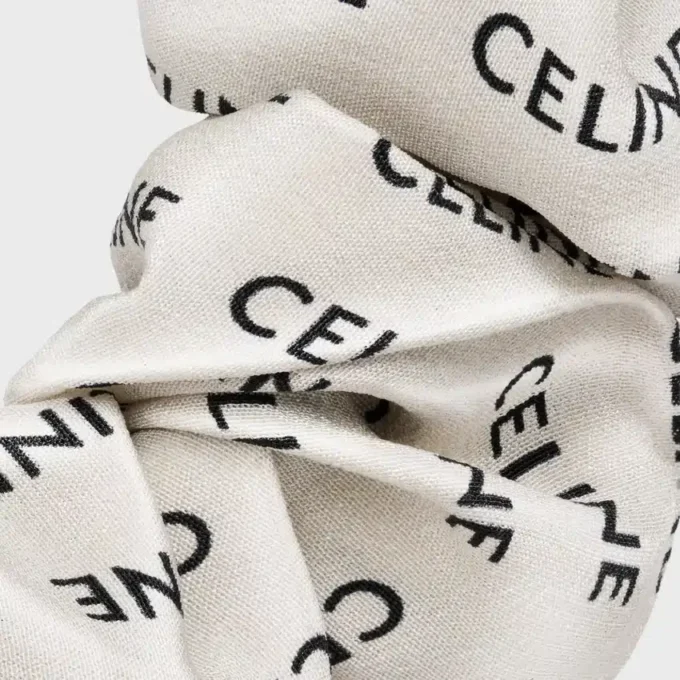 CELINE Scrunchy Rayure van zijde en messing met gouden afwerking