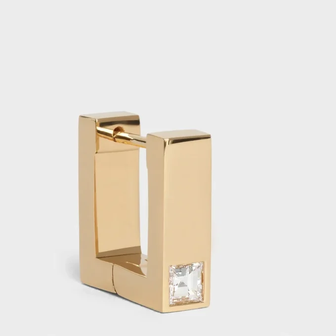 CELINE Sentimental vierkante oorbel in geelgoud en diamant