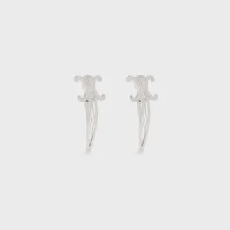 CELINE Set van 2 haarclips met drukknop in messing met rhodiumafwerking en staal