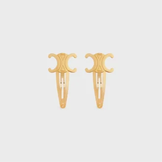 CELINE set van 2 haarspeldjes met kliksluiting in messing met gouden afwerking en staal
