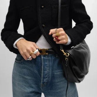 CELINE Sulky-ring van email en messing met gouden afwerking