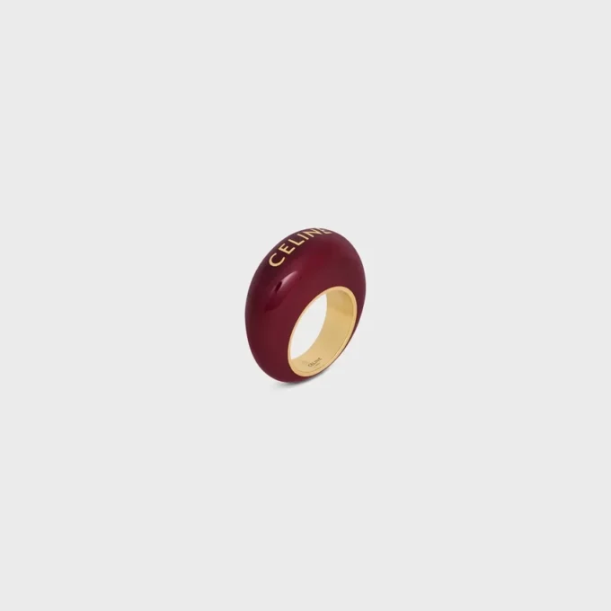 CELINE Sulky-ring van email en messing met gouden afwerking