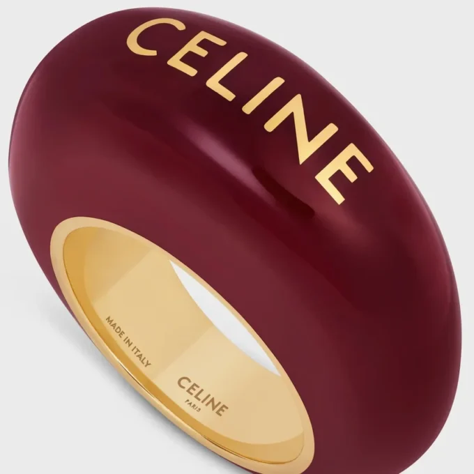 CELINE Sulky-ring van email en messing met gouden afwerking