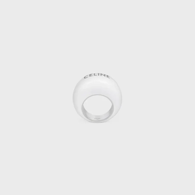 CELINE Sulky-ring van email en messing met rhodiumafwerking
