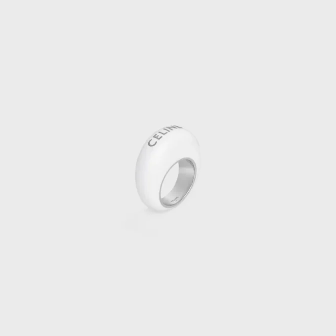 CELINE Sulky-ring van email en messing met rhodiumafwerking