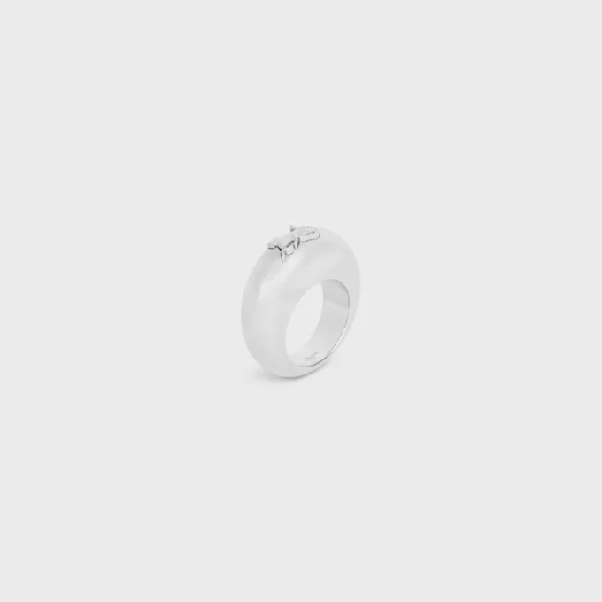 CELINE Sulky-ring van messing met rhodiumafwerking