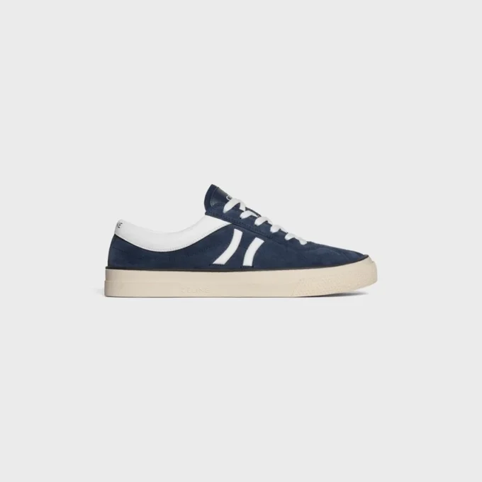 CELINE Sunset lage vetersneaker van suède kalfsleer en kalfsleer