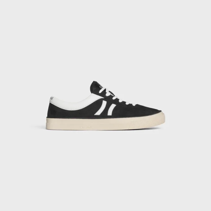 CELINE Sunset lage vetersneaker van suède kalfsleer en kalfsleer
