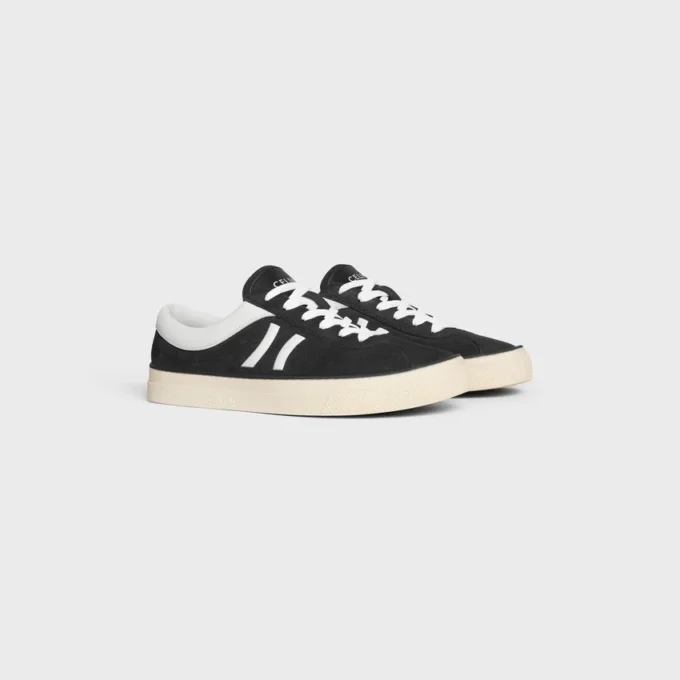 CELINE Sunset lage vetersneaker van suède kalfsleer en kalfsleer