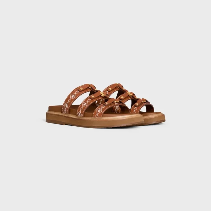 CELINE – Tippi-slipper van geborduurd kalfsleer