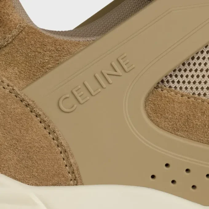 CELINE Trainer Ct-09 lage vetersneaker van suède kalfsleer en mesh