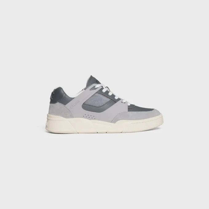 CELINE Trainer Ct-09 lage vetersneaker van suède kalfsleer, kalfsleer en mesh