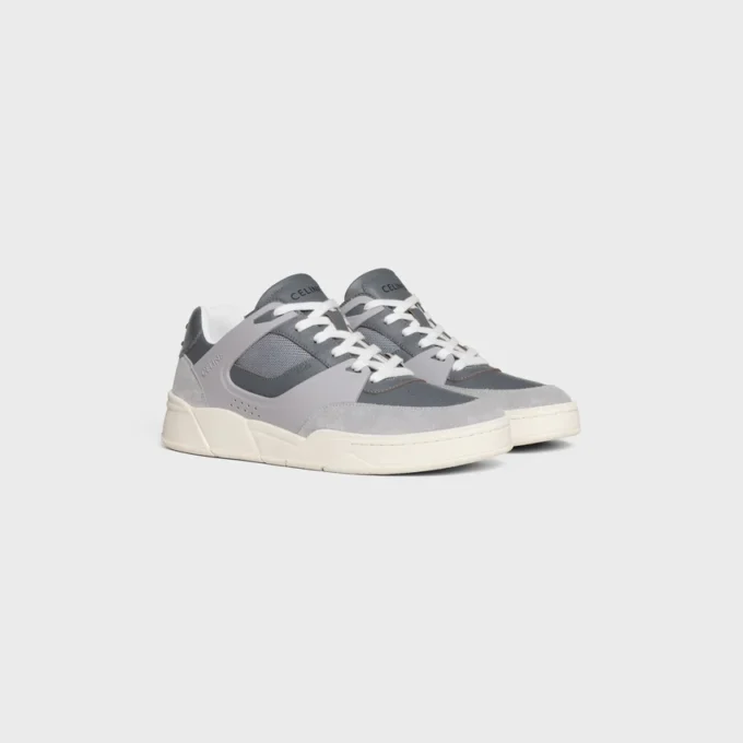 CELINE Trainer Ct-09 lage vetersneaker van suède kalfsleer, kalfsleer en mesh